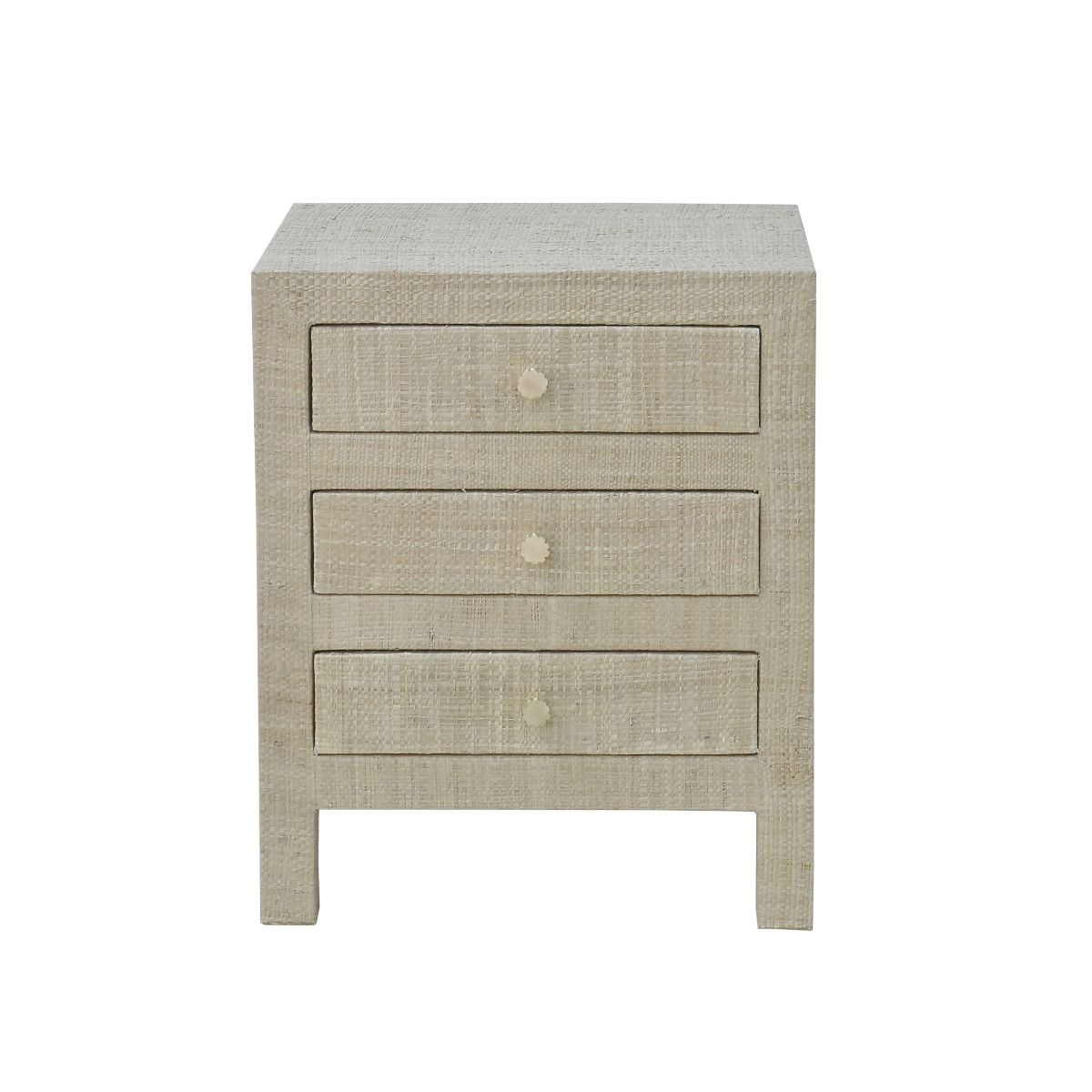 CR Kagu End Table w/Raffia 3 Drawer