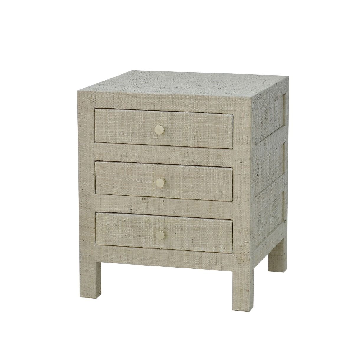 CR Kagu End Table w/Raffia 3 Drawer