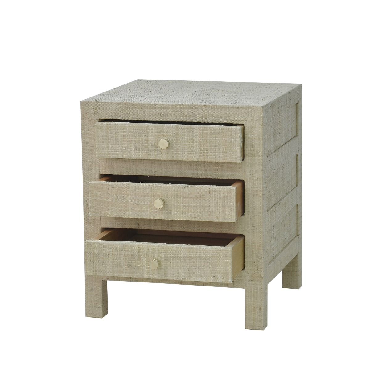 CR Kagu End Table w/Raffia 3 Drawer