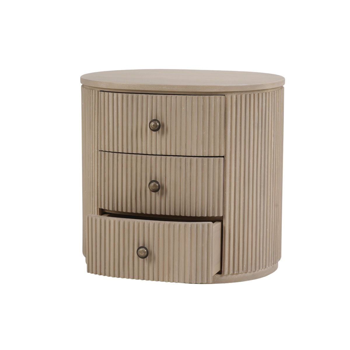 CR Kraton Oval Bedside Table with 3 Drawers