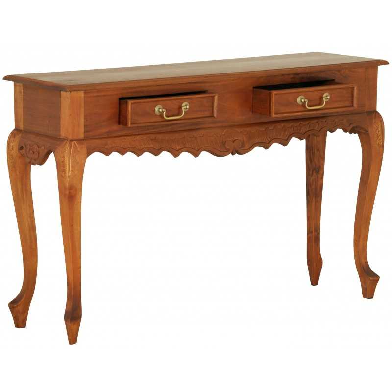 CT Seine Carved Solid Timber 2 Drawer Sofa Table