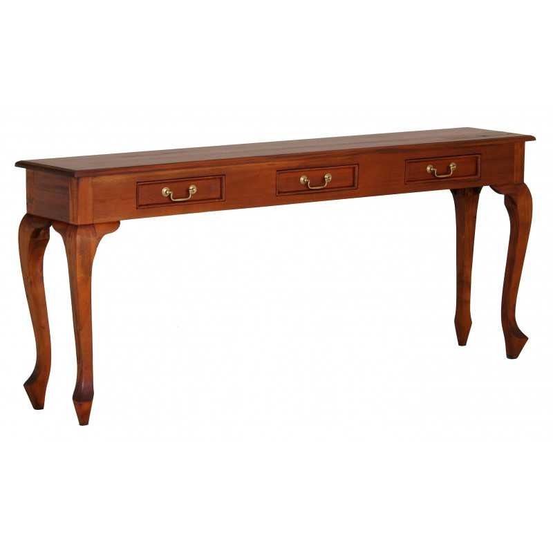 CT Queen Ann Solid Timber 3 Drawer Sofa Table