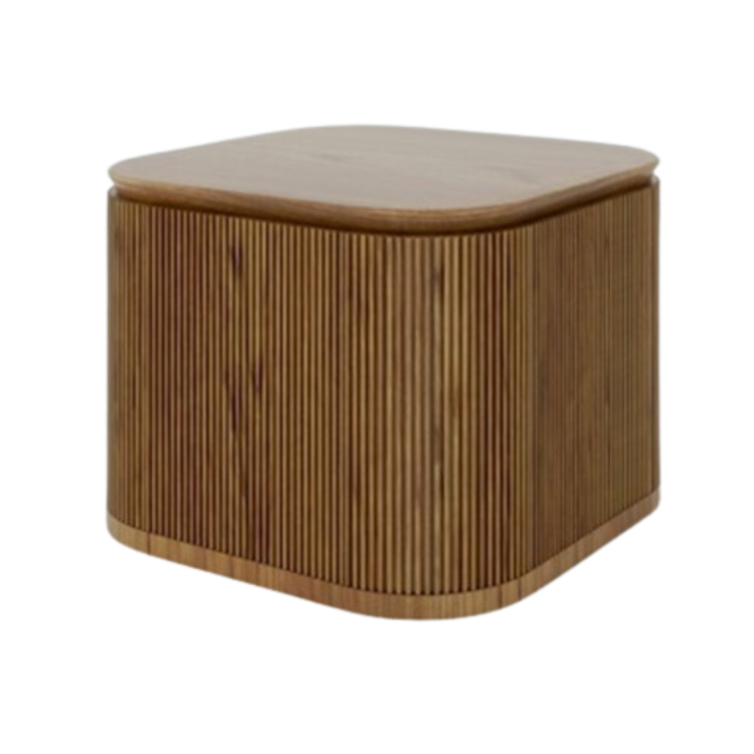 BT Finn Ribbed Solid Timber Square Side Table