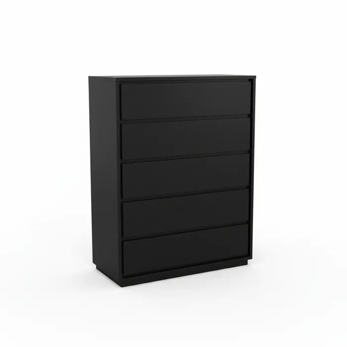 MD Canva Messmate Timber Veneer Black 5 Drawer Tallboy