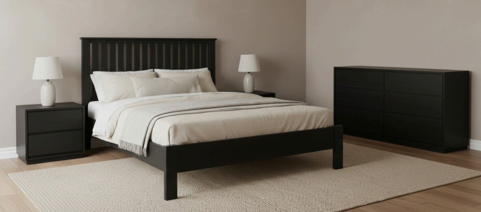 MD Canva Messmate Timber Veneer Queen Bed