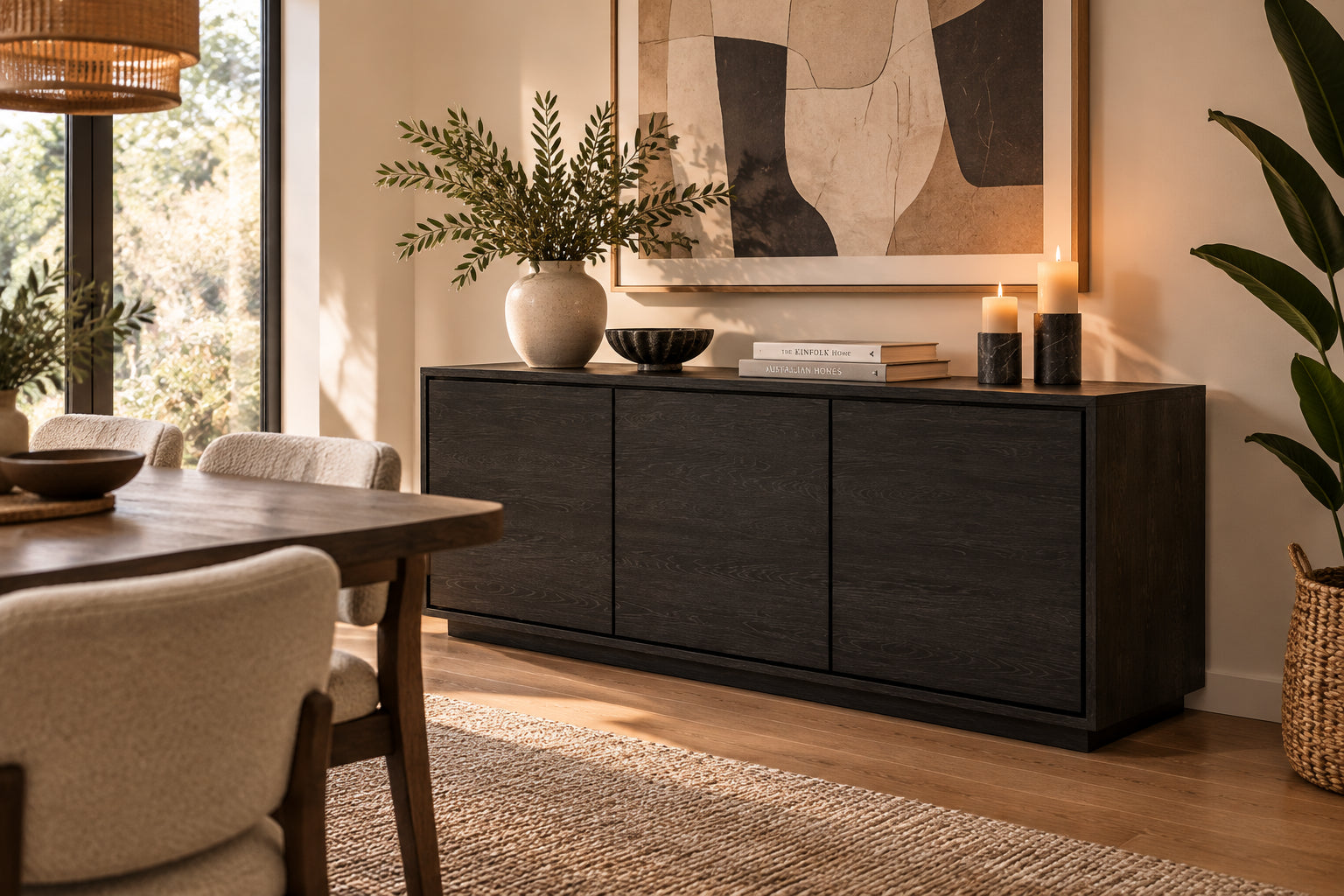 MD Canva Solid Timber 3 Door Buffet