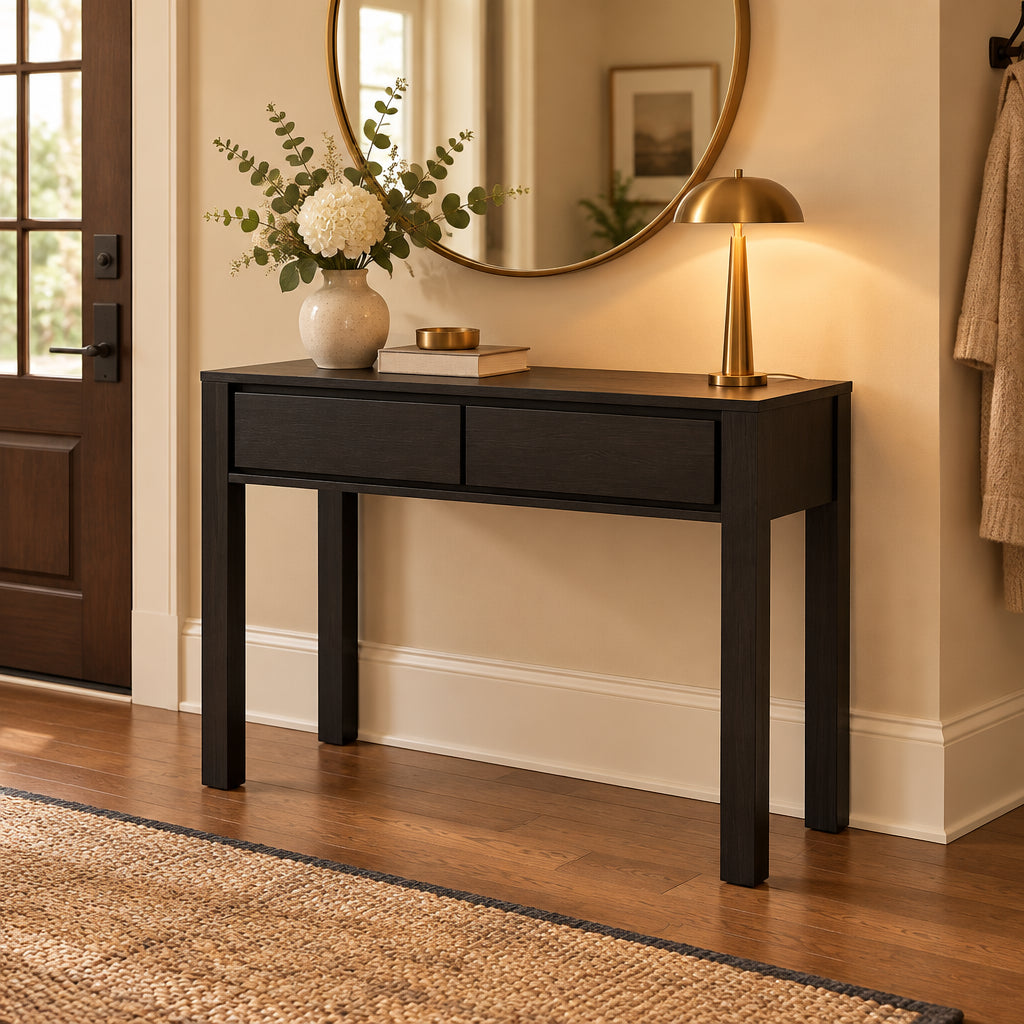 MD Canva Solid Timber 2 Drawer Hall Table