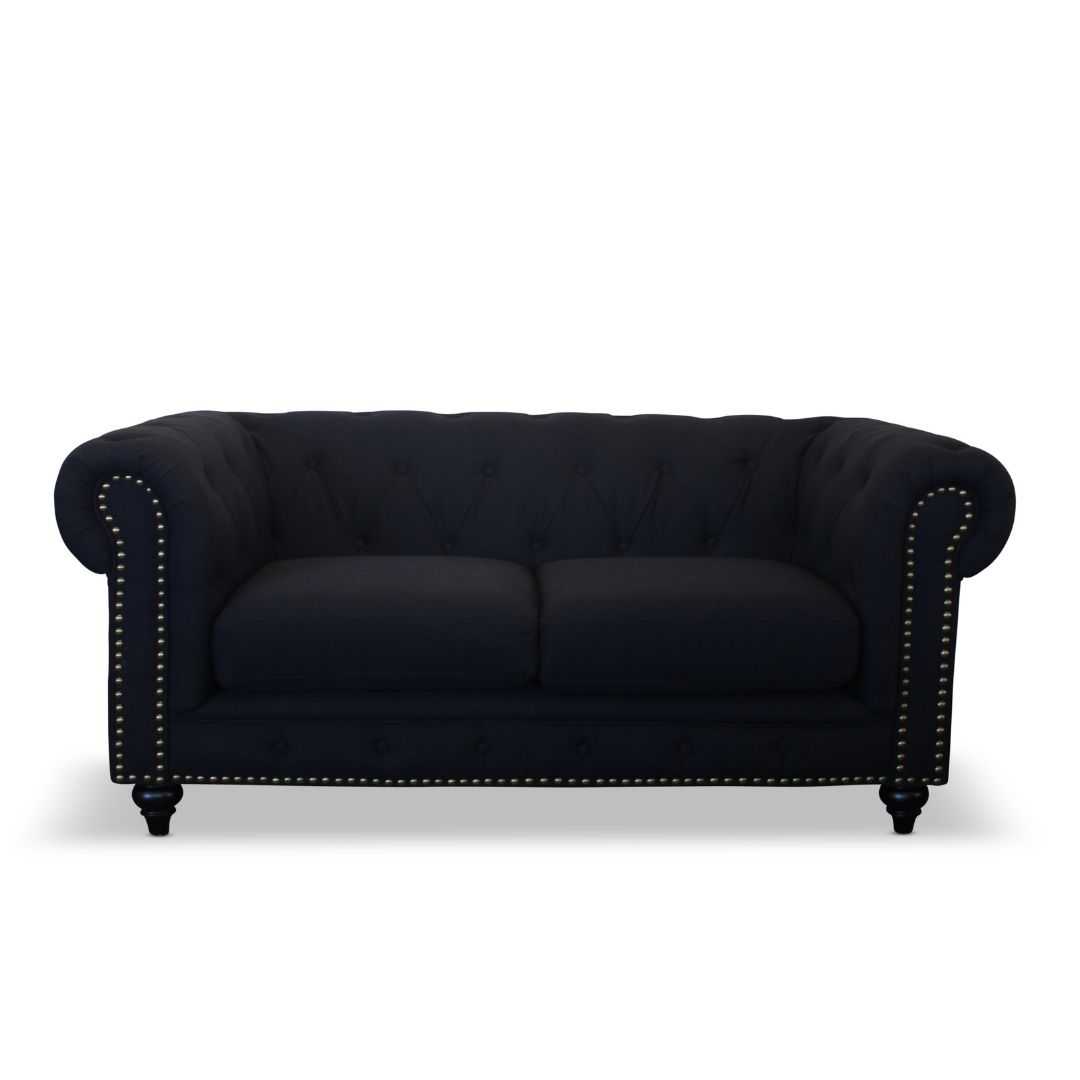 BT Chesterfield Fabric Upholstered 2 Seater Sofa &#8211; Black