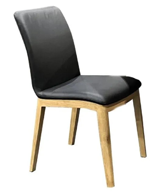 MD Clara Genuine Leather Timber Leg Dining Chair