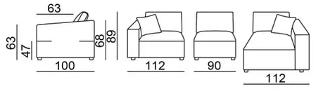 EL Hilton 2 Seater Chaise Sofa