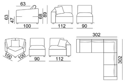 EL Hilton Fabric Upholstered Cnr 5 seater Sofa