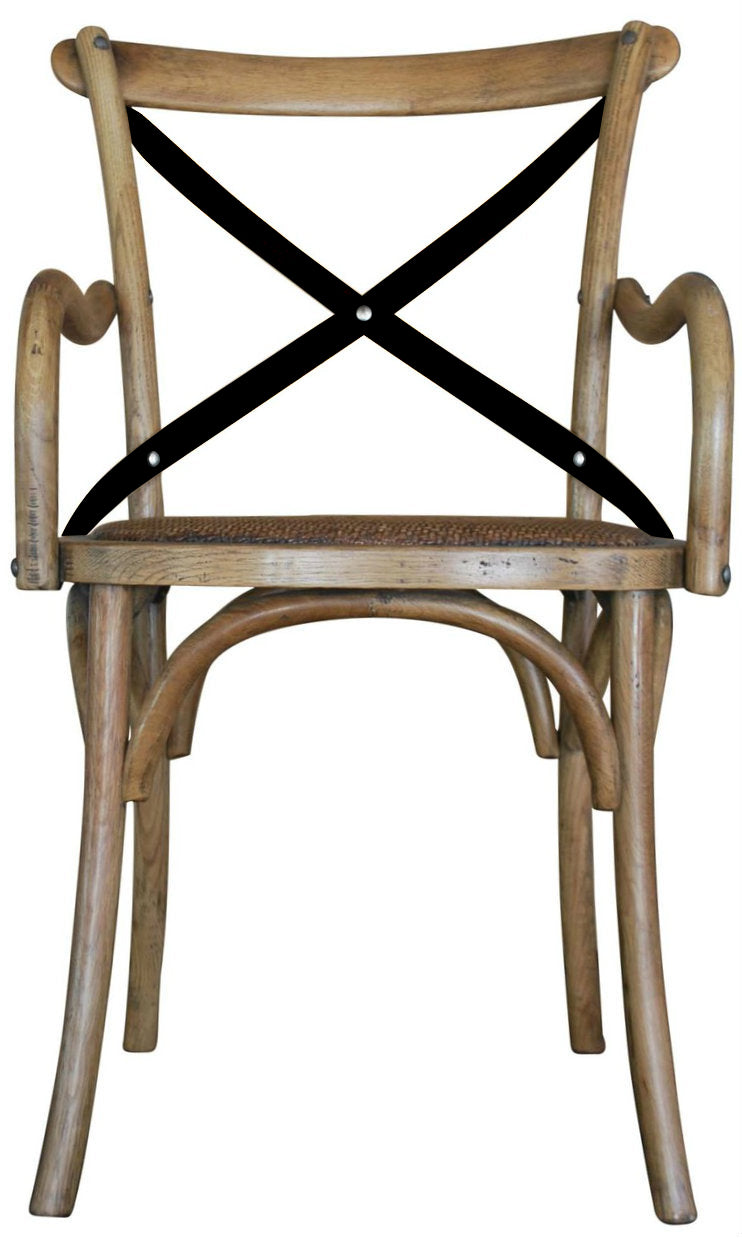MF Carver Solid Timber Rattan Seat Dining Chair with Armrest