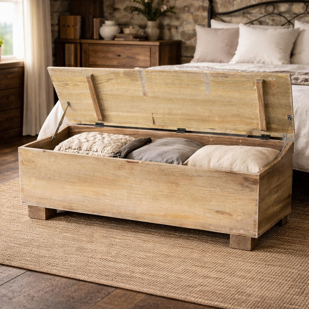 MF Block Solid Timber Storage Bench