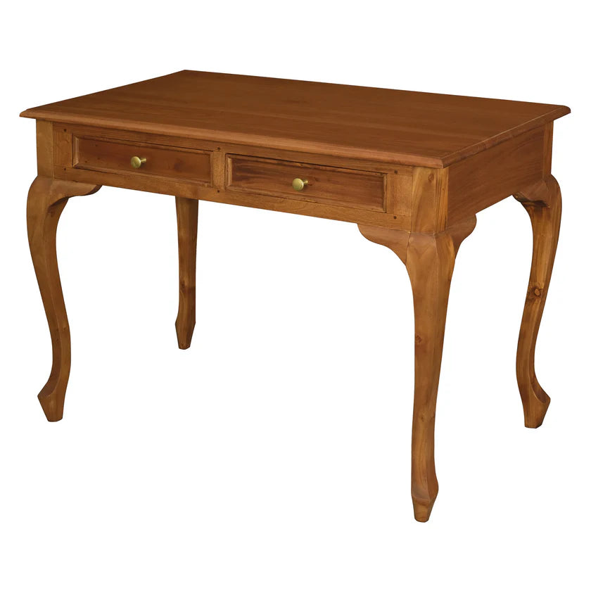 CT Queen Anne Solid Timber 2 Drawer Desk