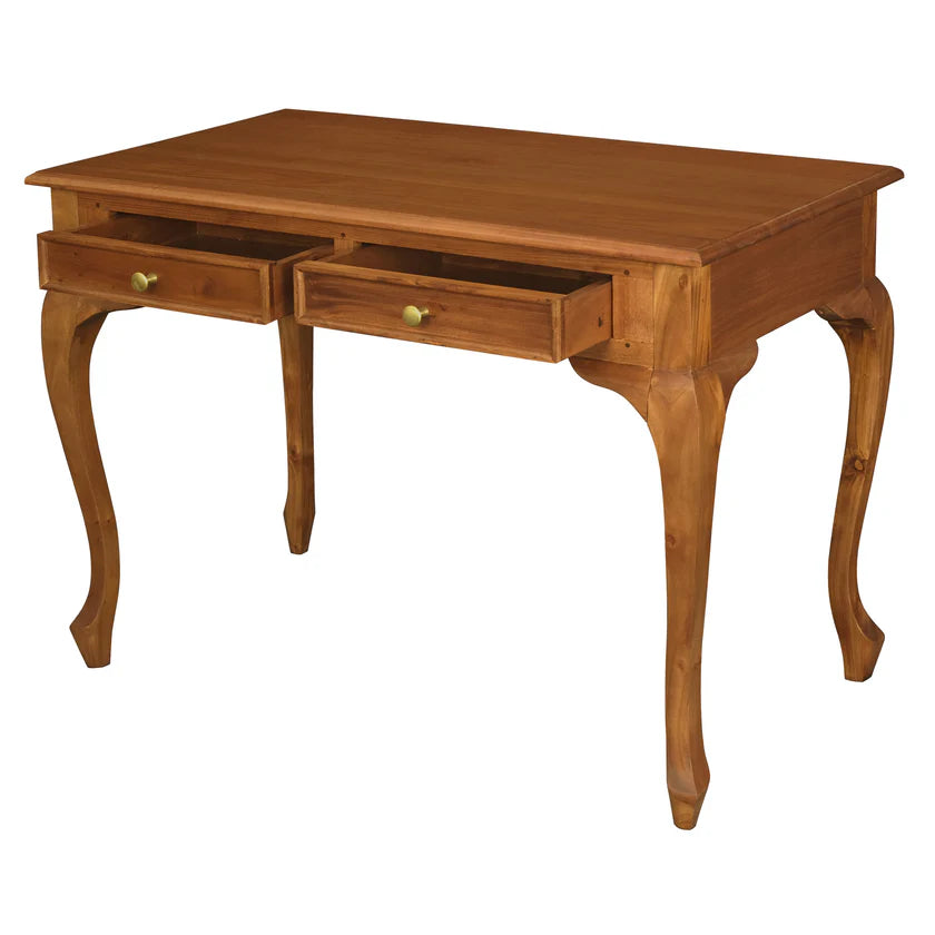CT Queen Anne Solid Timber 2 Drawer Desk