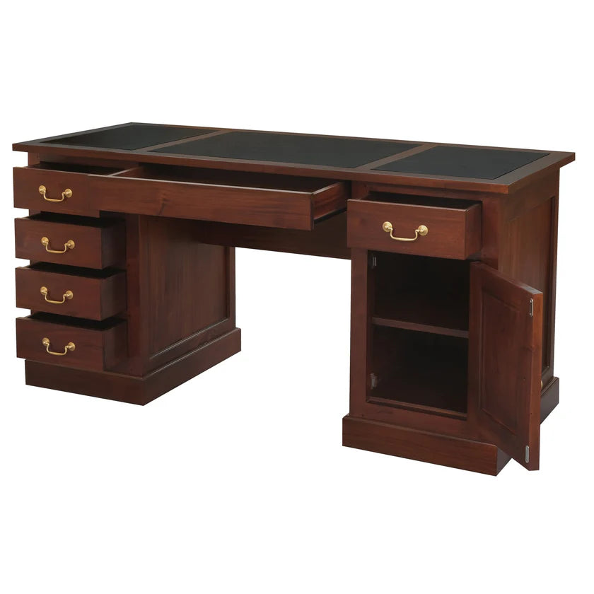CT Tasmania Solid Timber 1 File Door 6 Drawer Executive Desk