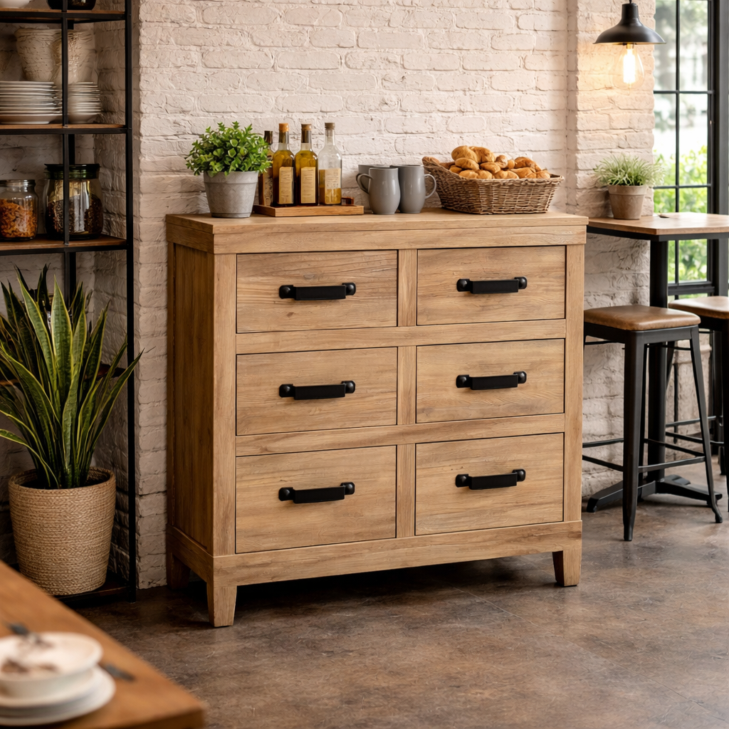 MF Recycled Timber 6 Drawer Chest of Drawers