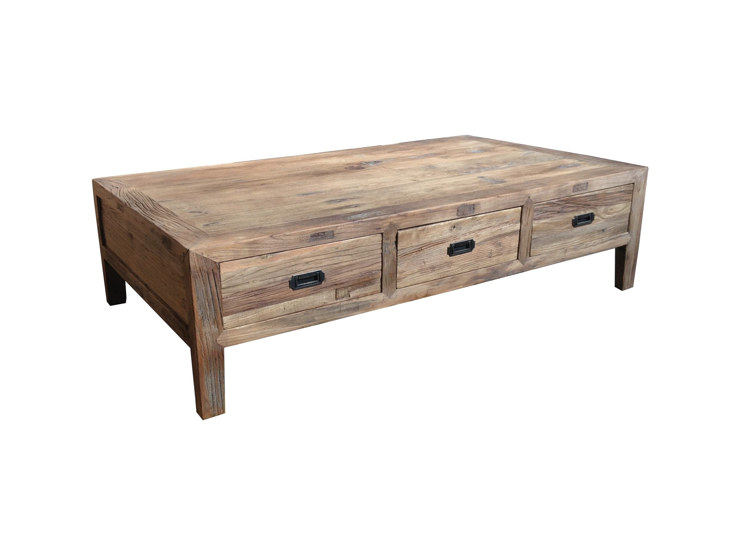 MF Recycled Elm Timber 6 Drawer Coffee Table