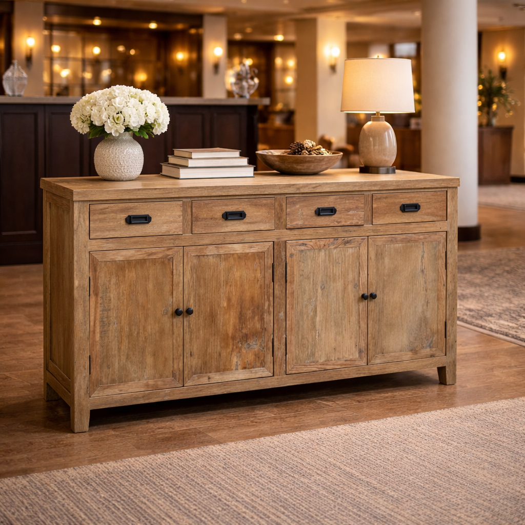 MF Recycled Elm Timber 4 Drawer 4 Door Buffet