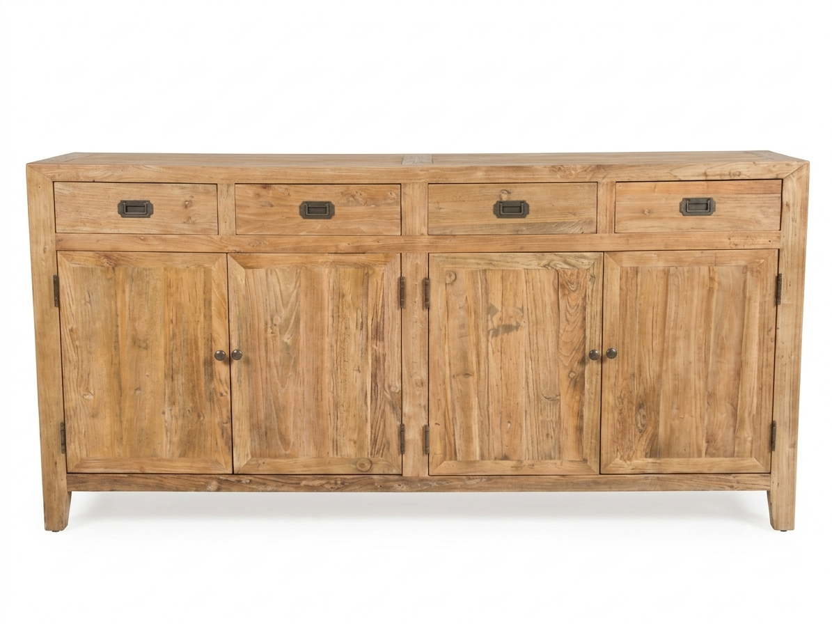 MF Recycled Elm Timber 4 Drawer 4 Door Buffet