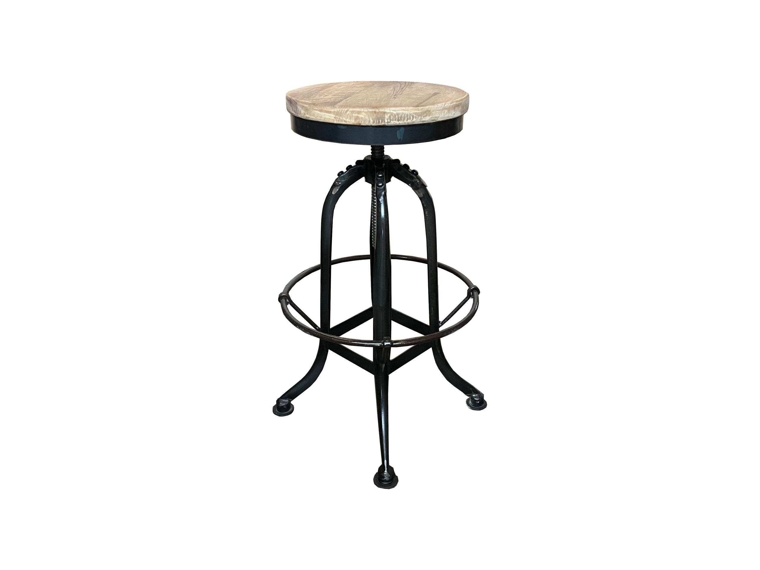 MF Industrial Iron Solid Timber Top Metal Leg Bar Stool