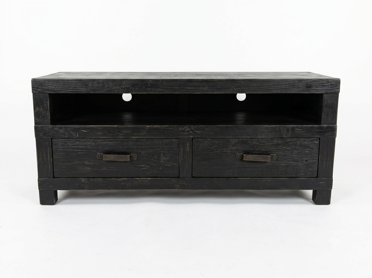 MF Industrial Iron Recycled Timber 2 Drawer Entertainment Unit