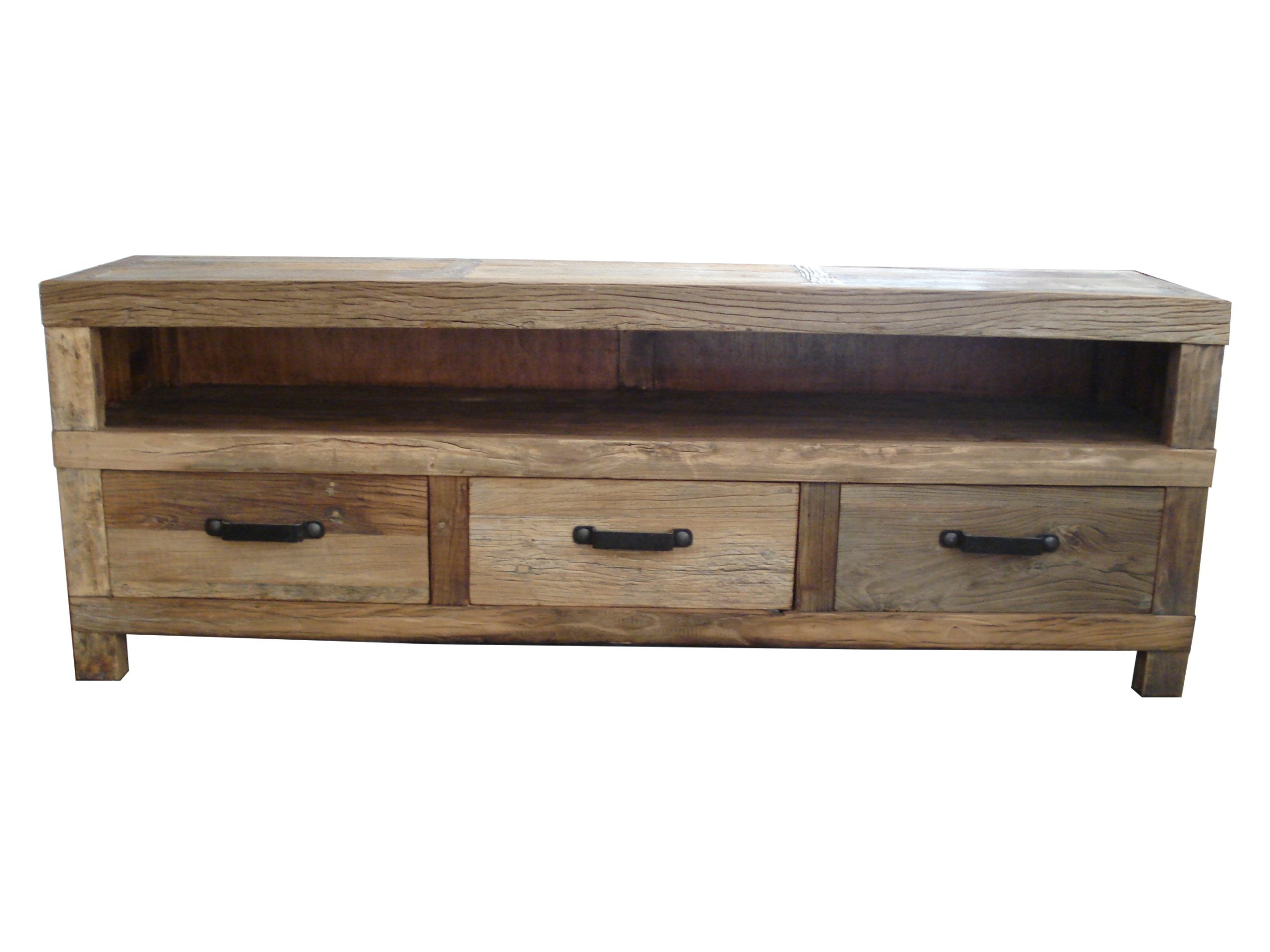 MF Industrial Iron Recycled Timber 3 Drawer Entertainment unit
