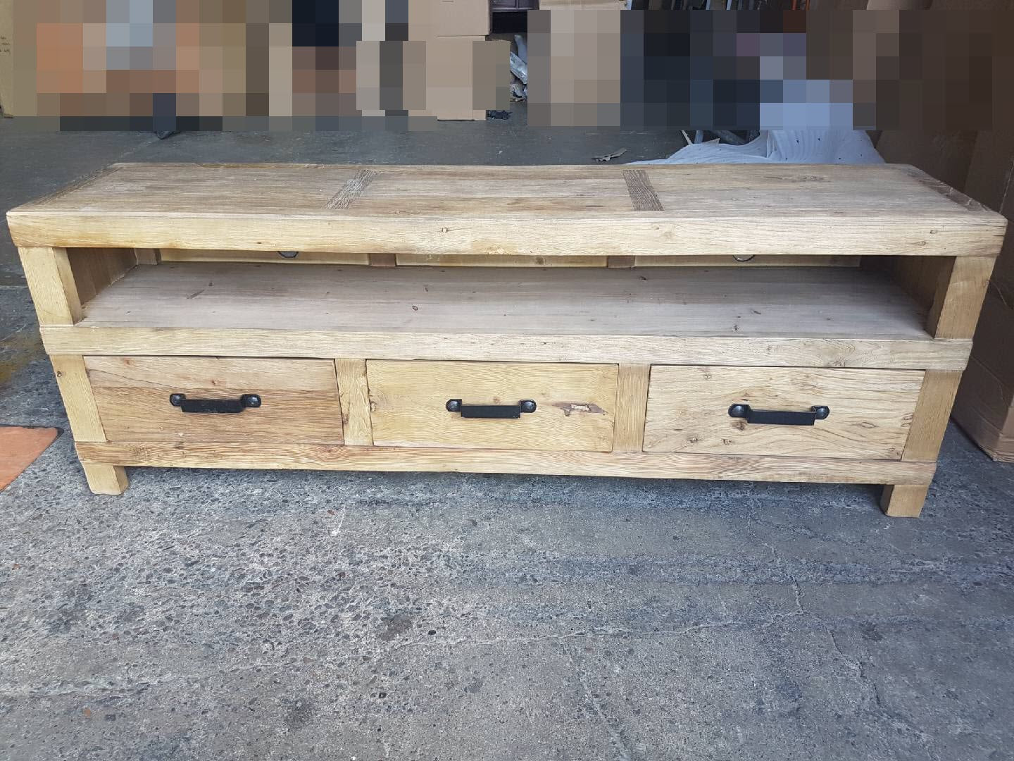 MF Industrial Iron Recycled Timber 3 Drawer Entertainment unit