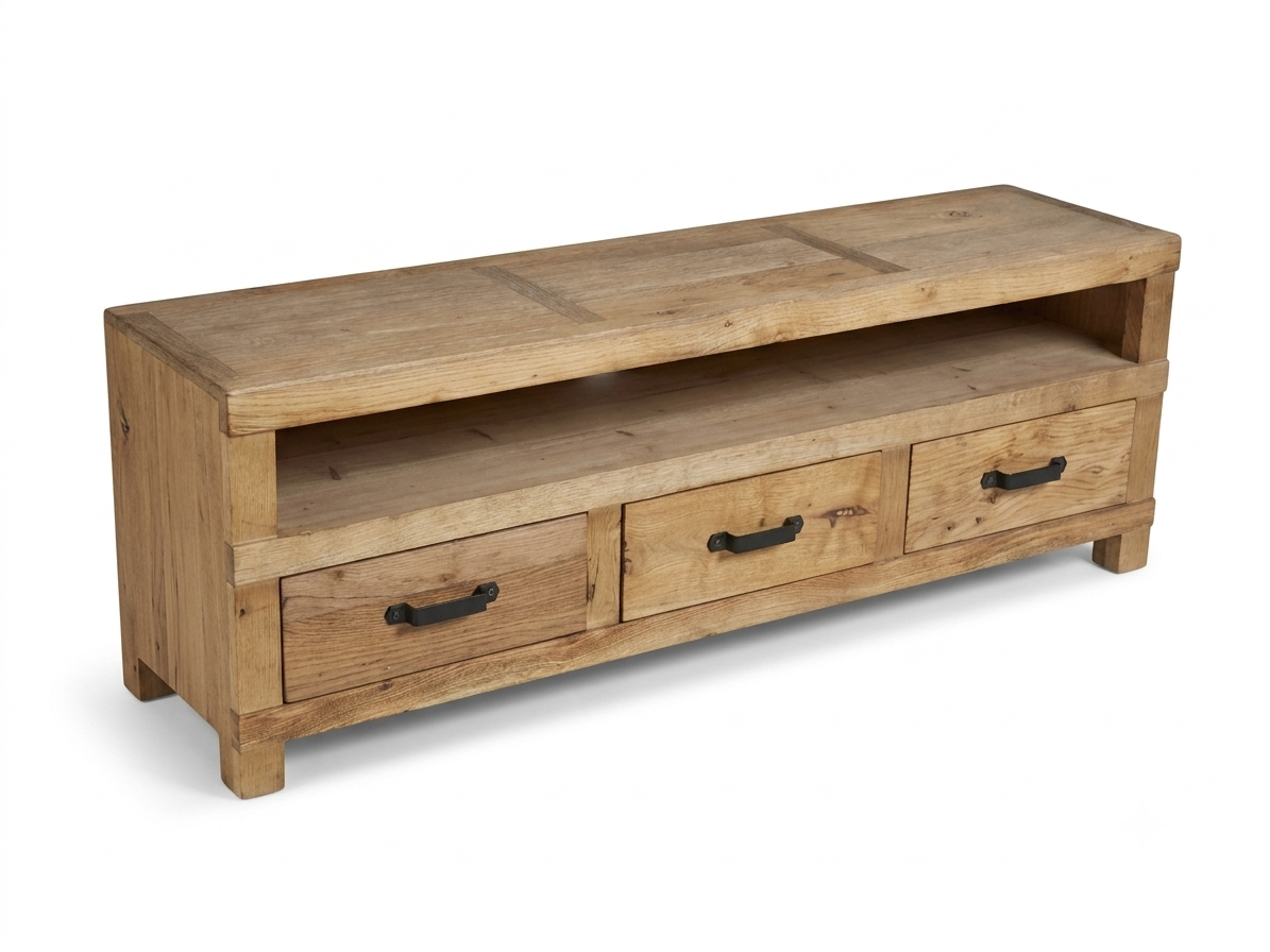 MF Industrial Iron Recycled Timber 3 Drawer Entertainment unit