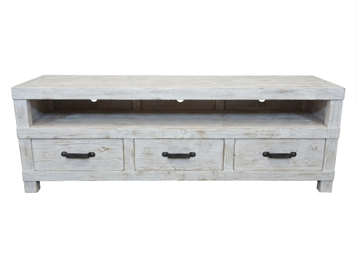 MF Industrial Iron Recycled Timber 3 Drawer Entertainment unit