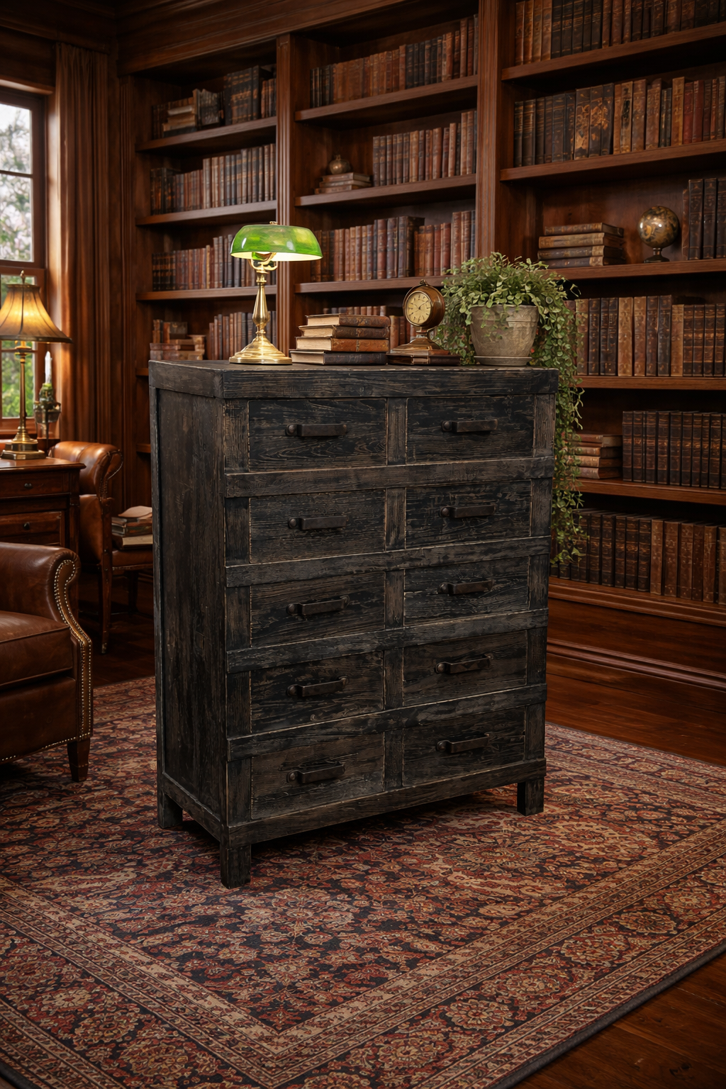 MF Industrial Iron Recycled Timber 10 Drawer Chest
