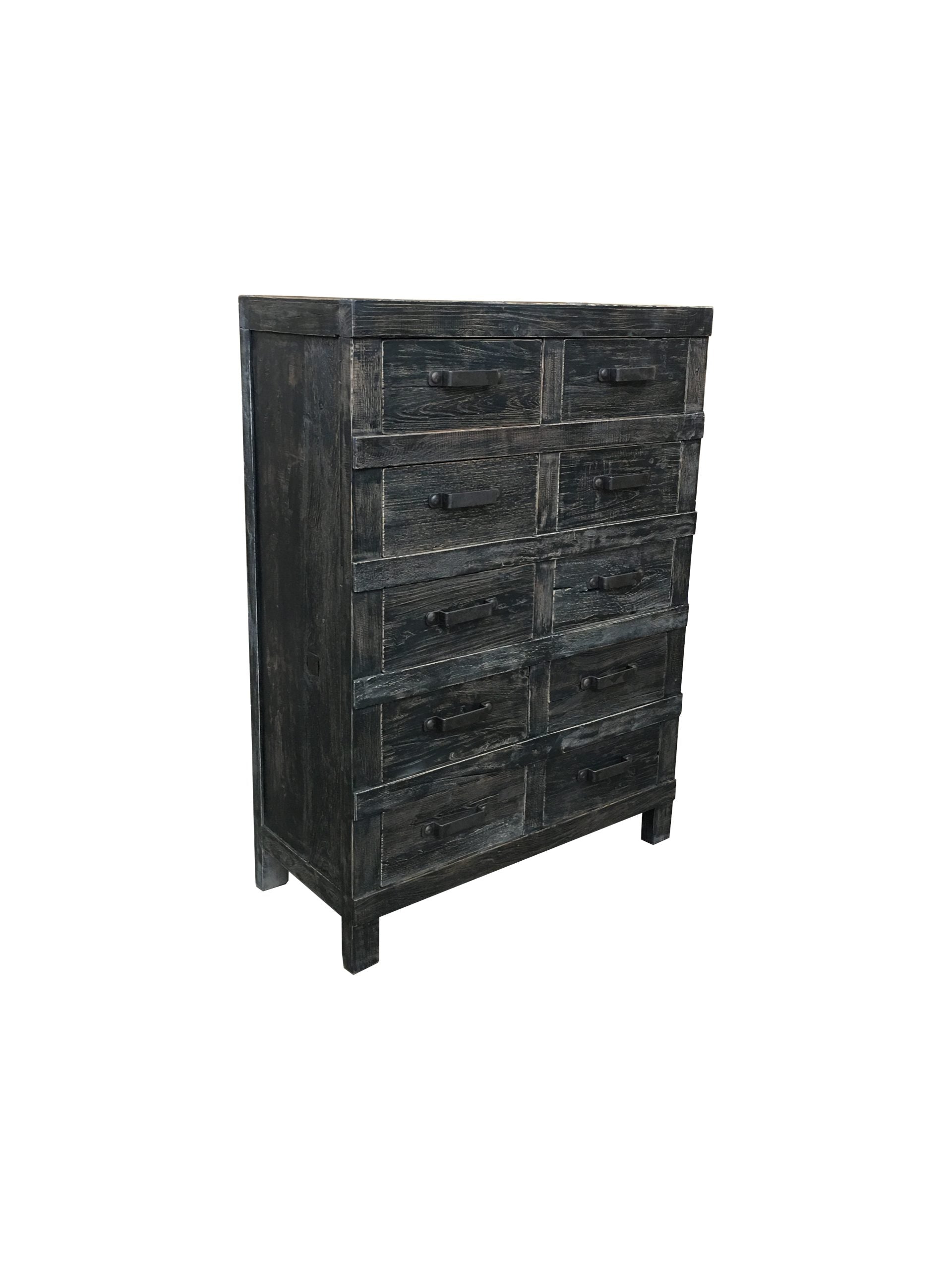 MF Industrial Iron Recycled Timber 10 Drawer Chest