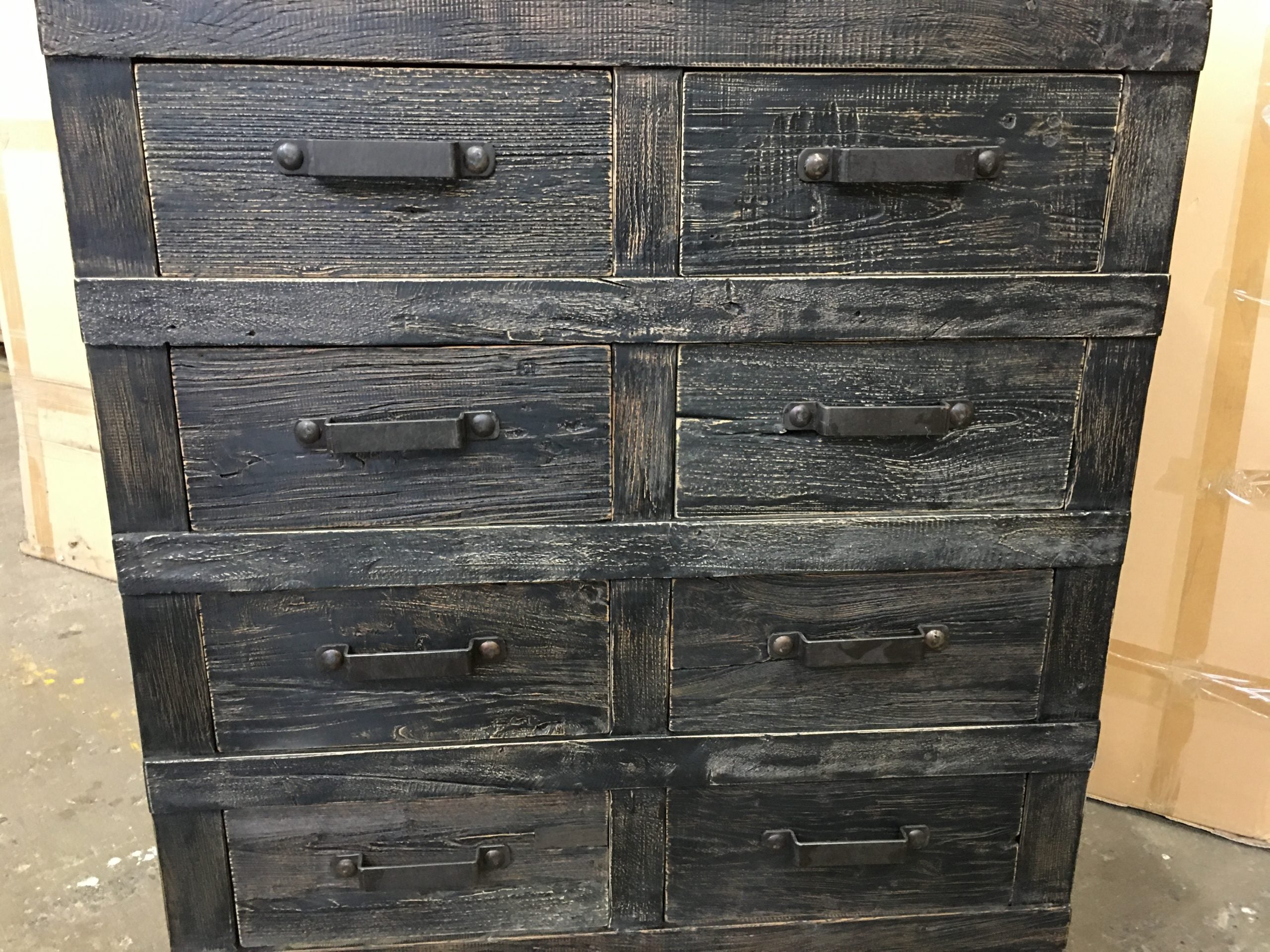 MF Industrial Iron Recycled Timber 10 Drawer Chest