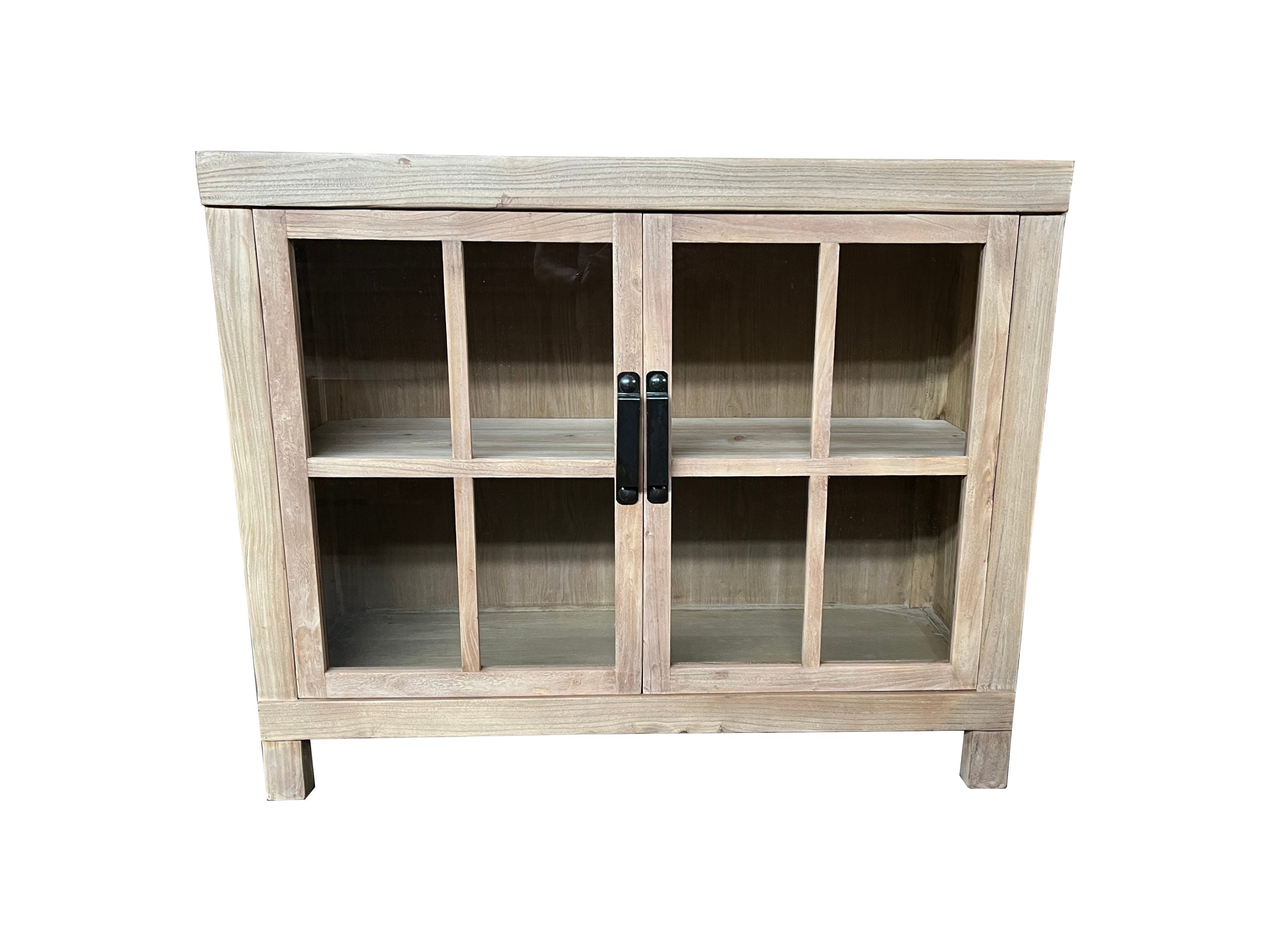 MF Recycled Elm Timber with 2 Glass Door Cabinet