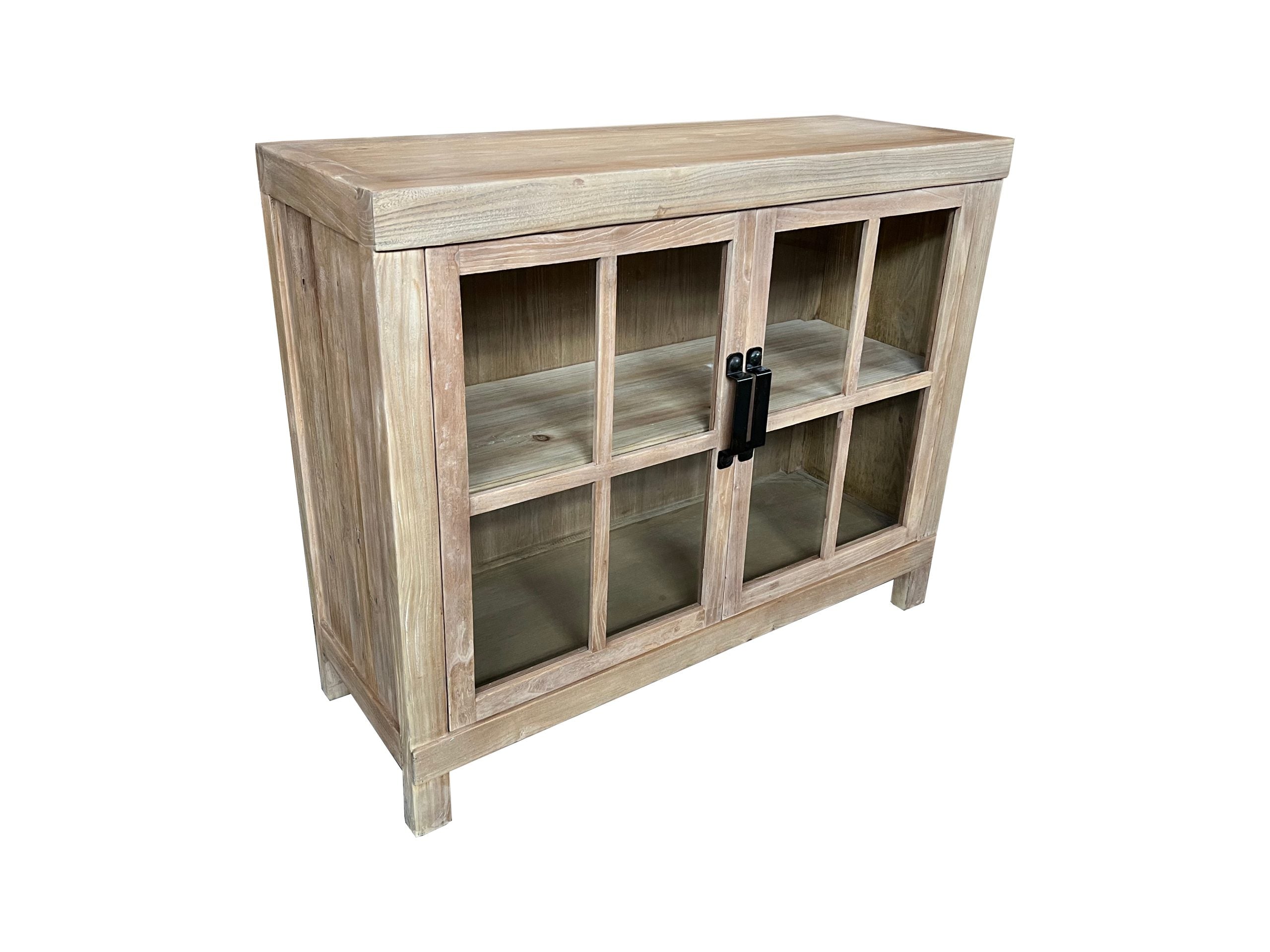 MF Recycled Elm Timber with 2 Glass Door Cabinet