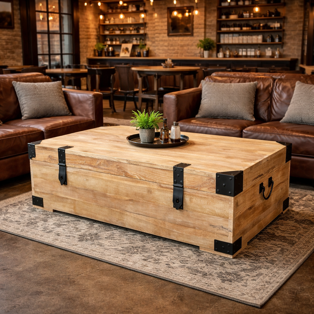 MF Recycled Elm Timber and Iron Trunk Coffee Table