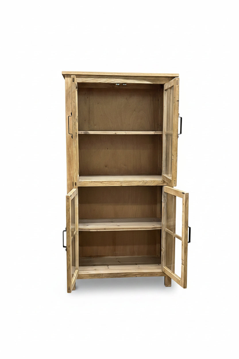 MF Recycled Elm Timber Cabinet with Glass Doors