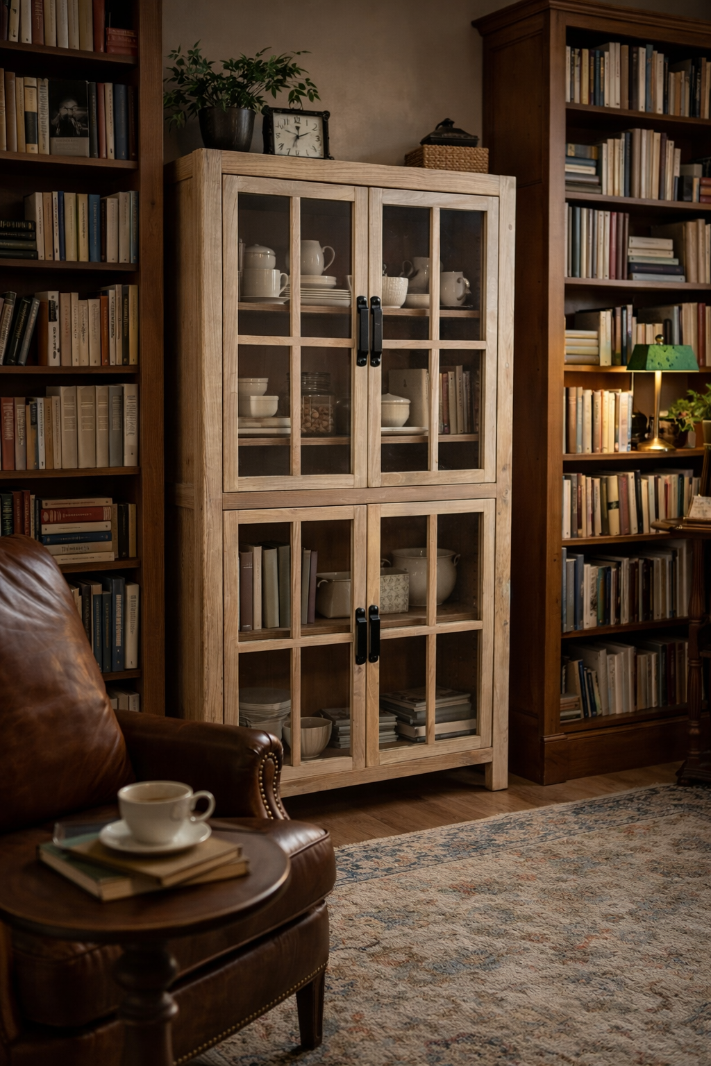 MF Recycled Elm Timber Cabinet with Glass Doors