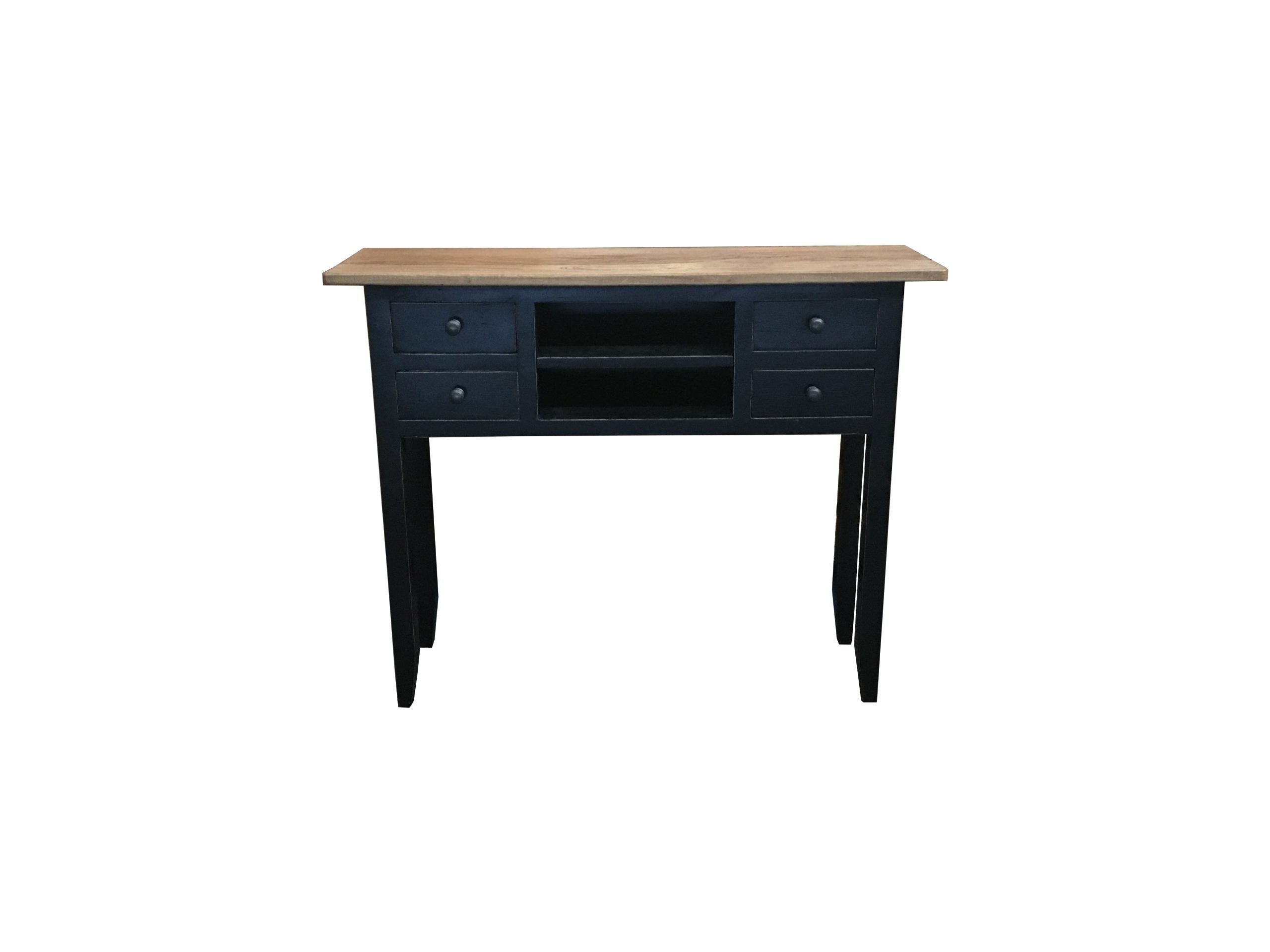 MF Bambi Recycled Elm Timber 4 Drawer 2 Shelf Hall Table
