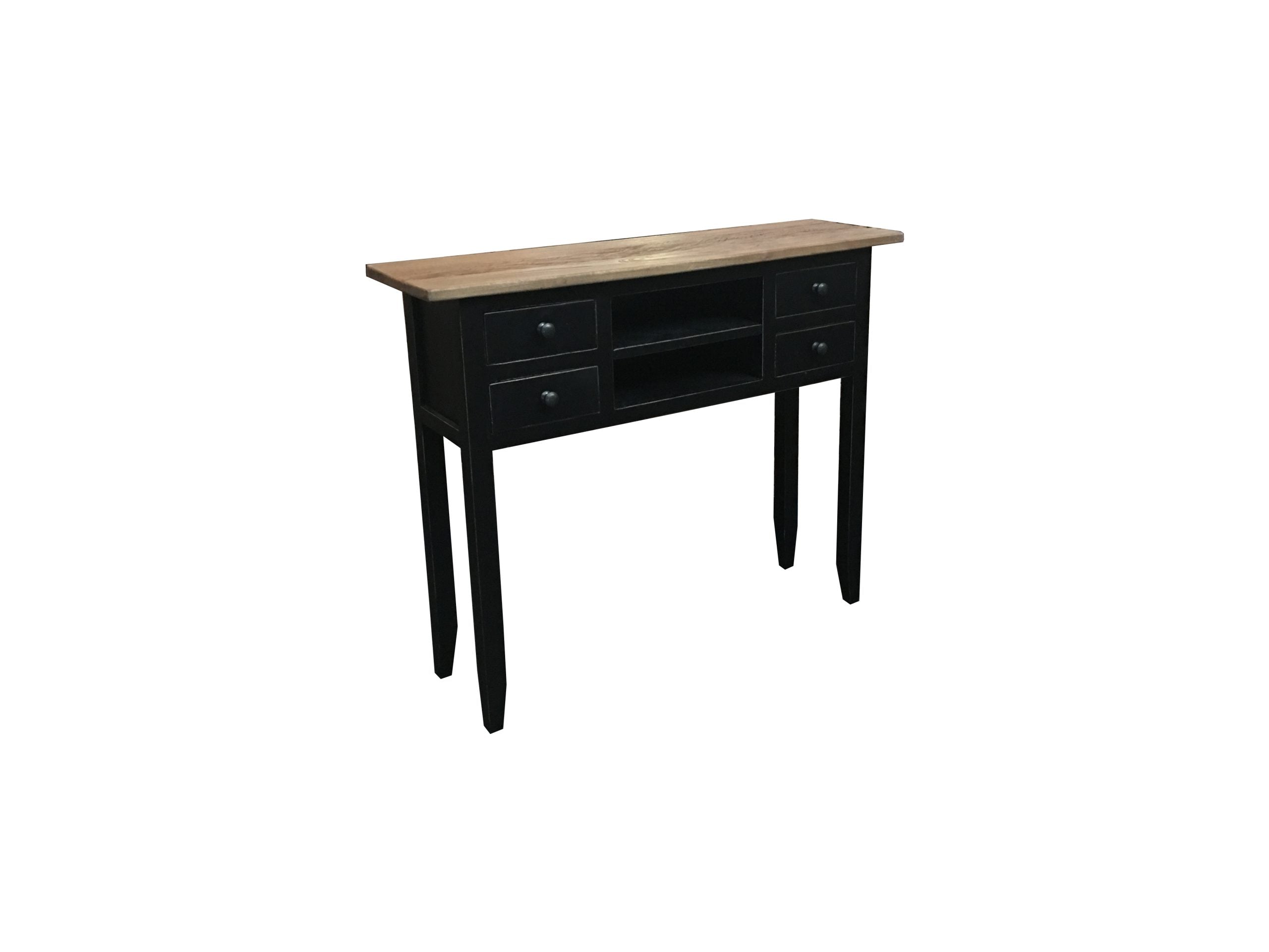 MF Bambi Recycled Elm Timber 4 Drawer 2 Shelf Hall Table