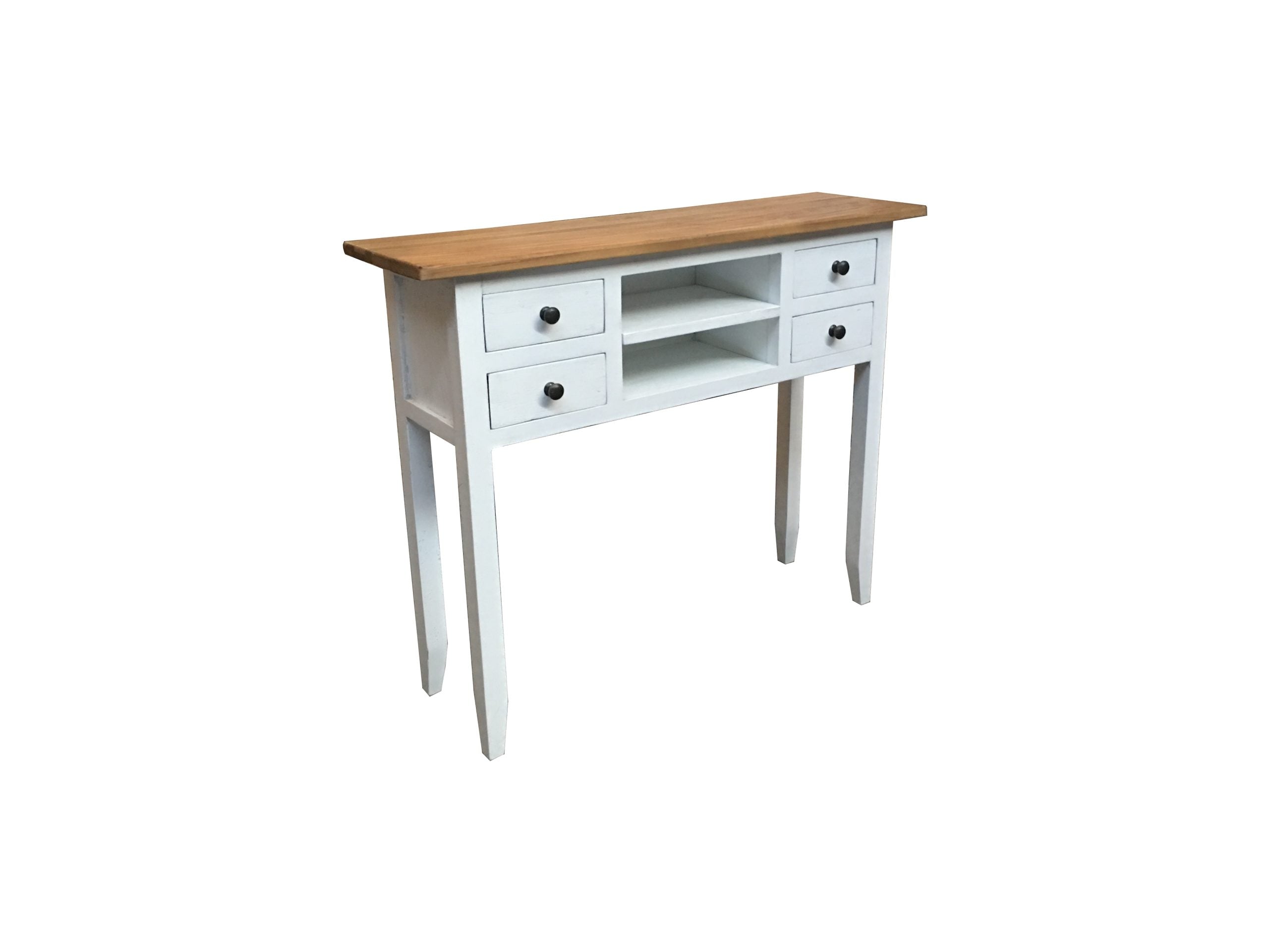 MF Bambi Recycled Elm Timber 4 Drawer 2 Shelf Hall Table