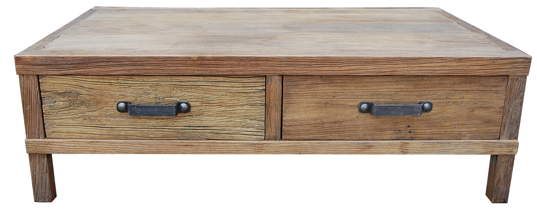 MF Recycled Elm Timber 2 Drawer Coffee Table