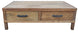 MF Recycled Elm Timber 2 Drawer Coffee Table