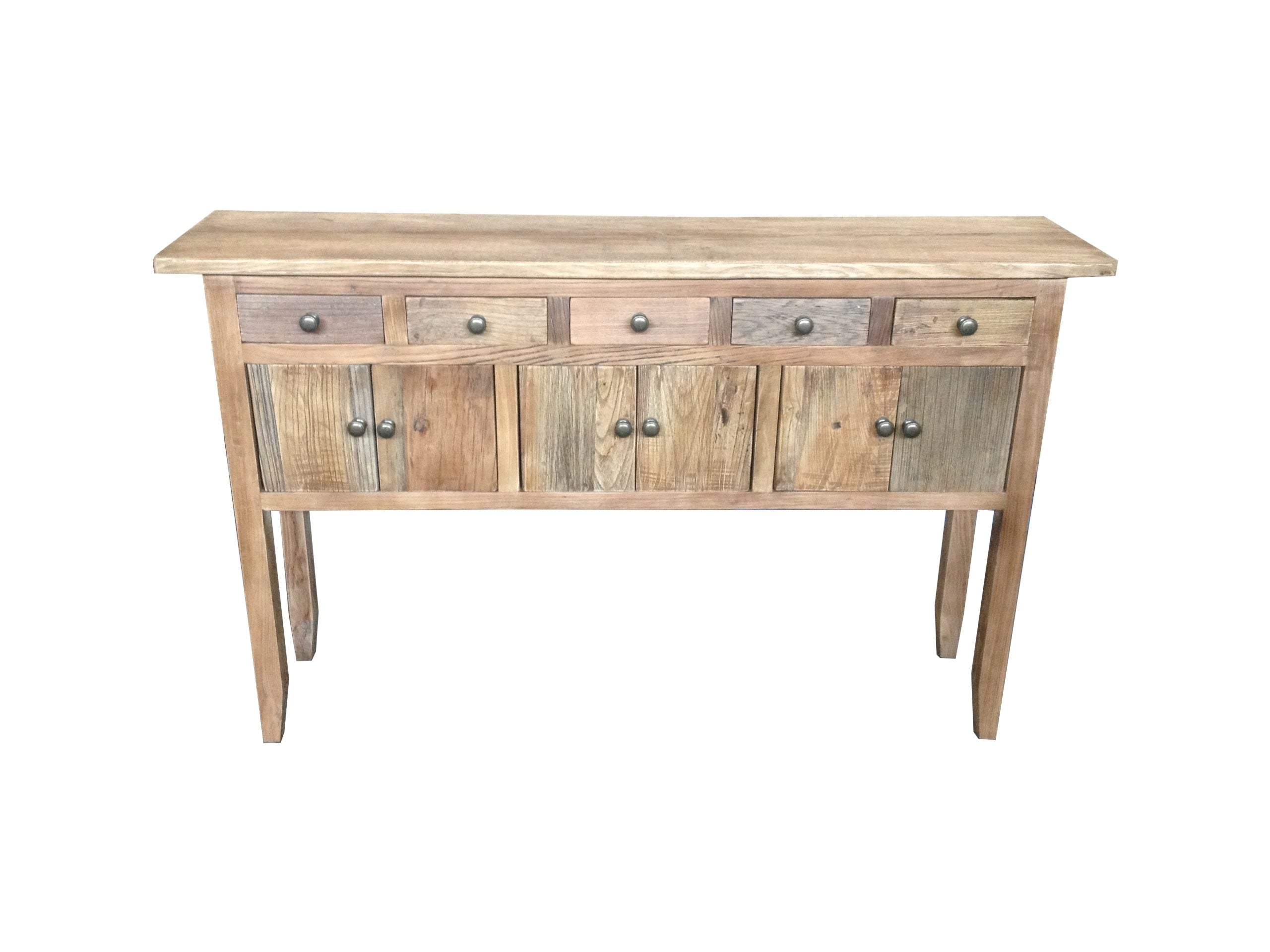 MF Rudolph Recycled Timber 5 Drawer 6 Door Hall Table