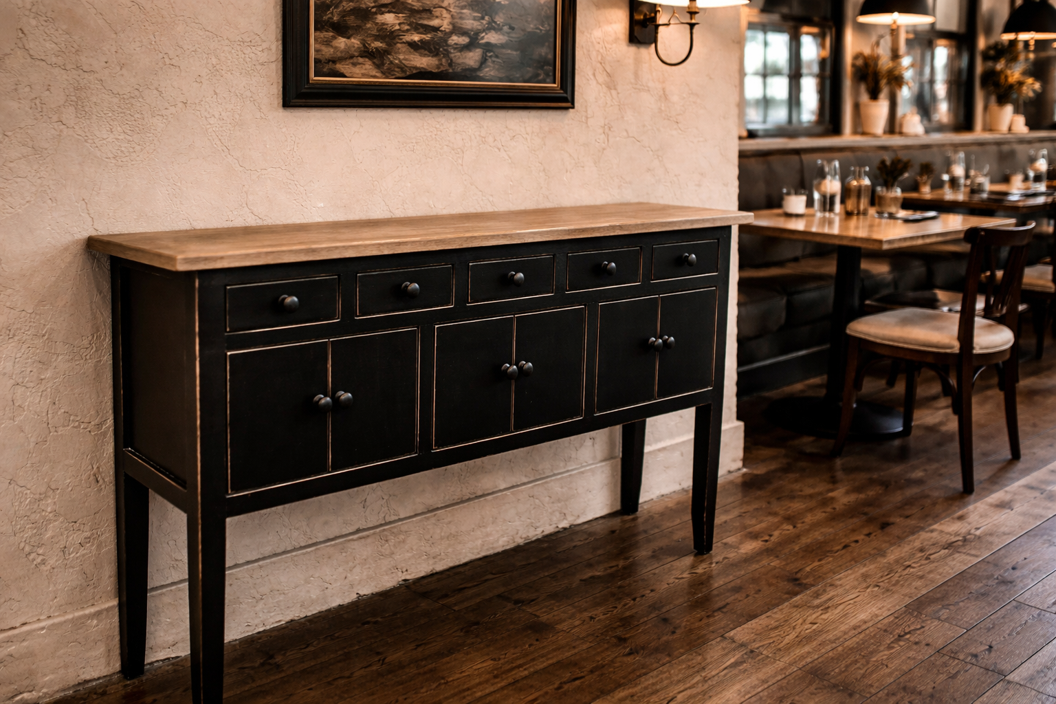 MF Rudolph Recycled Timber 5 Drawer 6 Door Hall Table