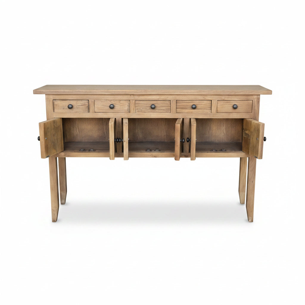 MF Rudolph Recycled Timber 5 Drawer 6 Door Hall Table
