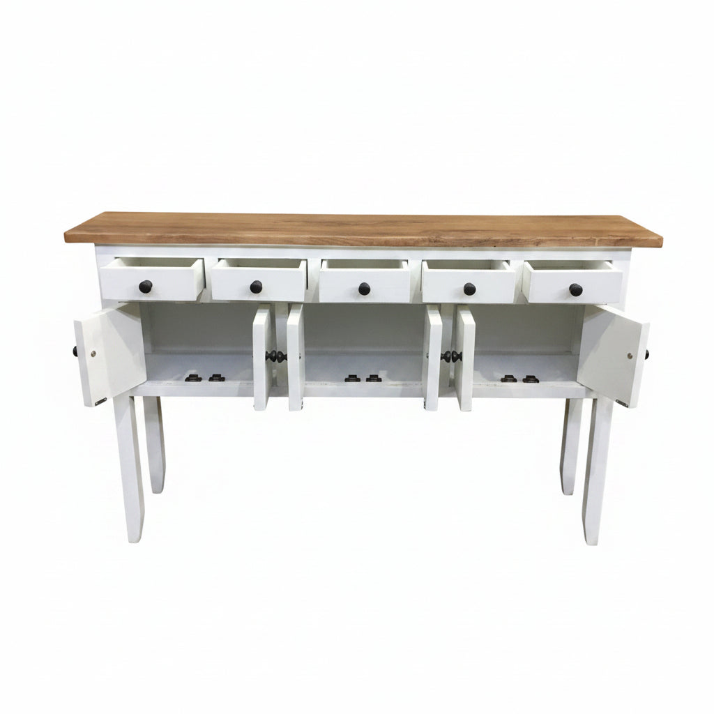 MF Rudolph Recycled Timber 5 Drawer 6 Door Hall Table