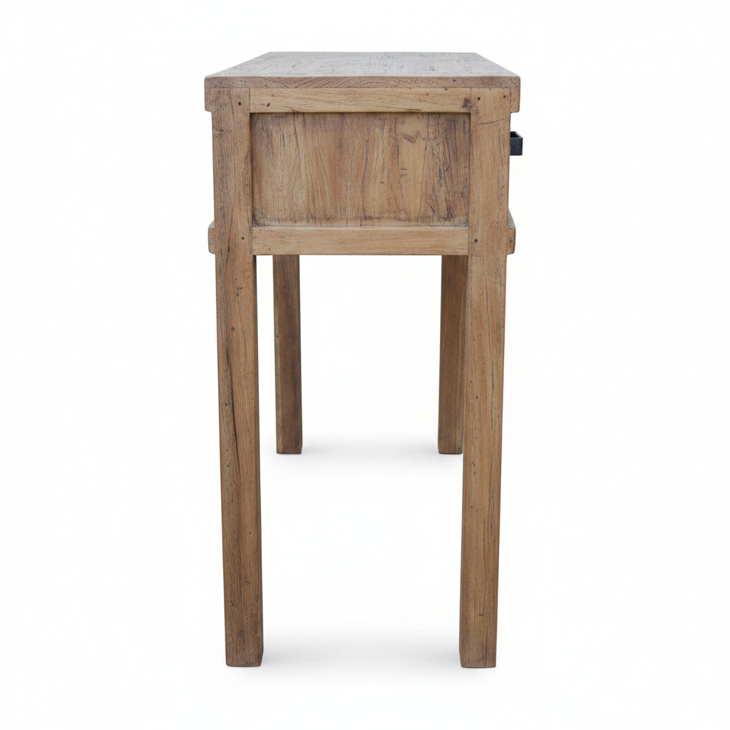 MF Recycled Elm Timber 2 Drawer Hall Table