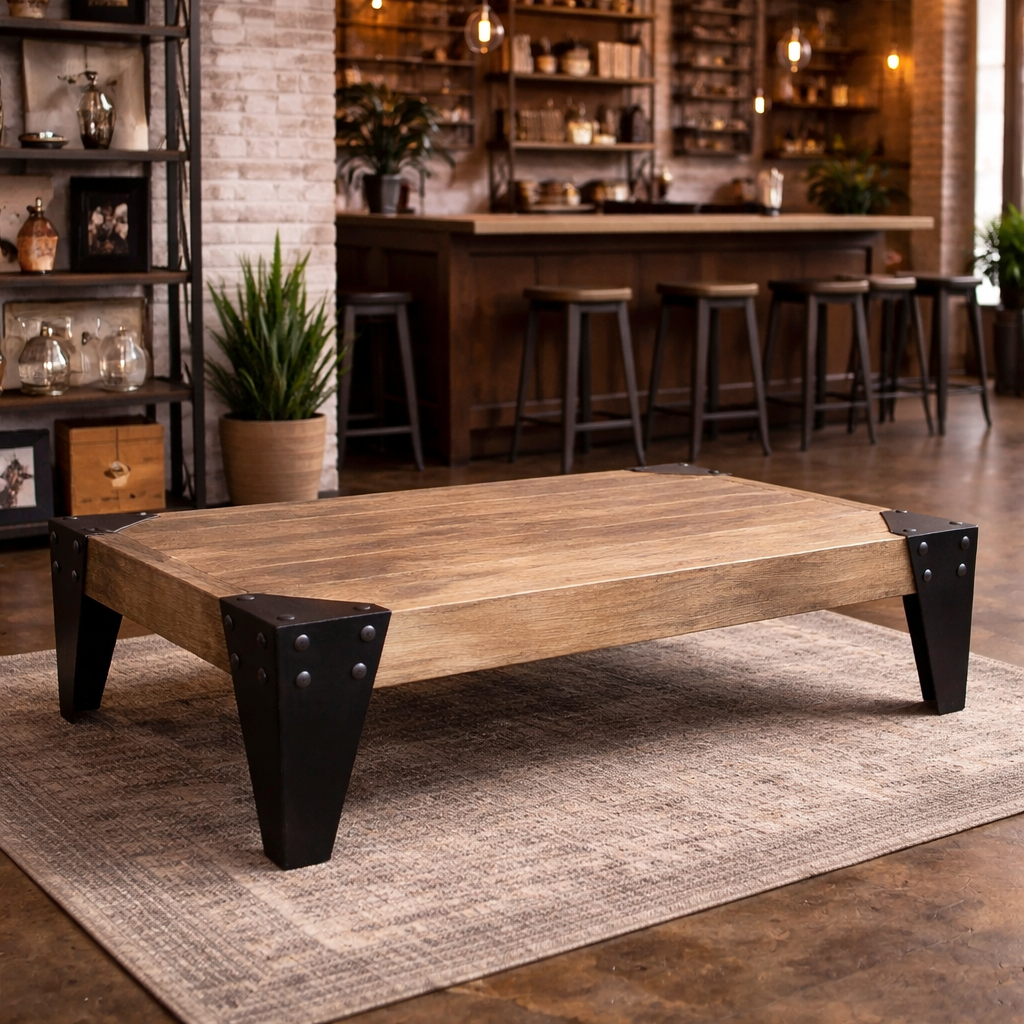 MF Recycled Elm Timber Iron Leg Coffee Table