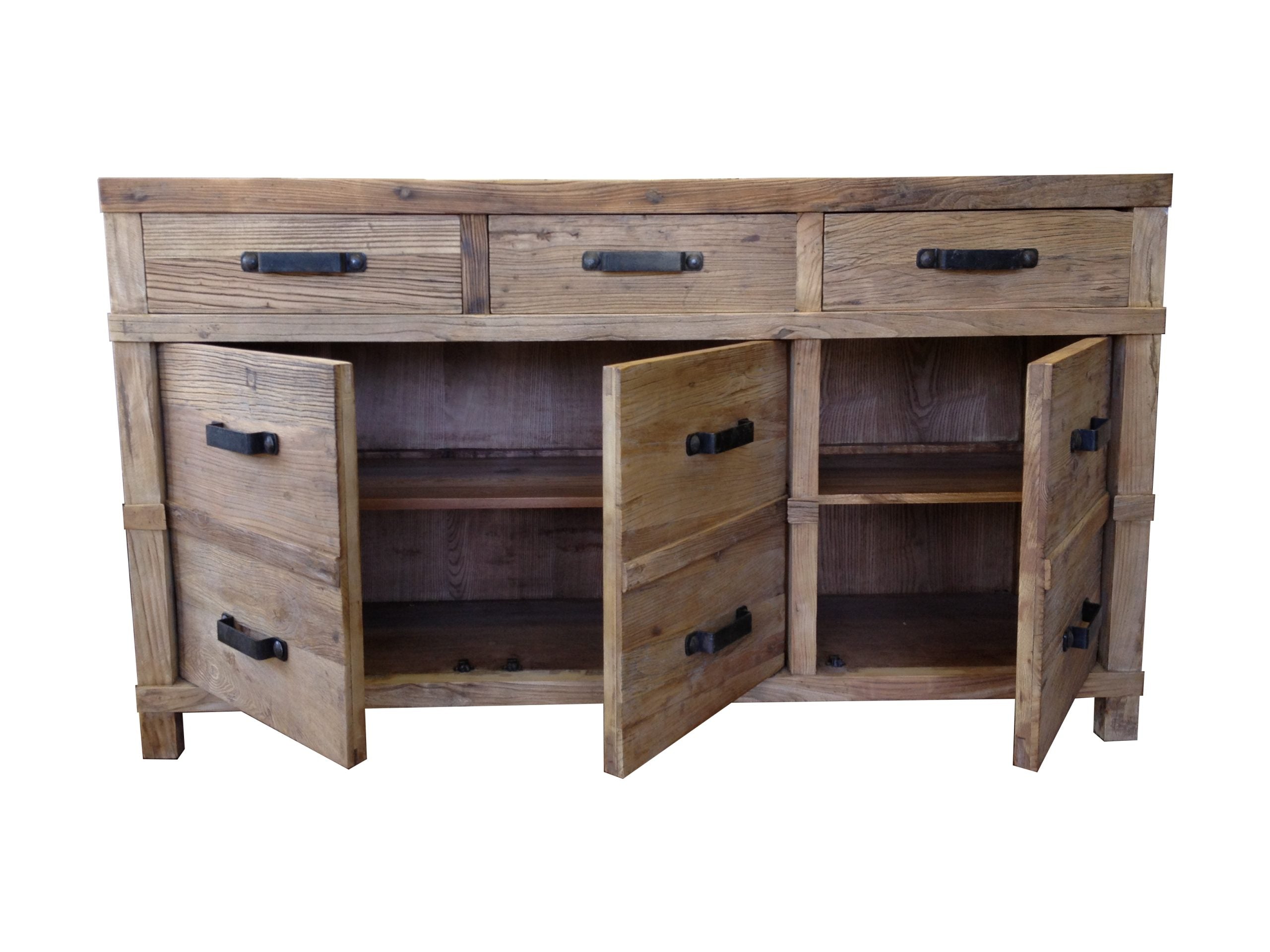 MF Recycled Elm Timber 3 Drawer 3 Door Buffet